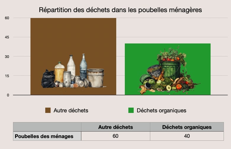 poubelles pourcentage déchets organiques